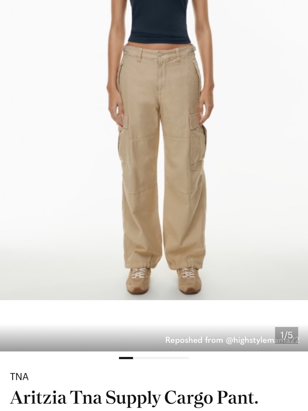 Aritzia TNA Wide-Leg Cargo Pants - Beige